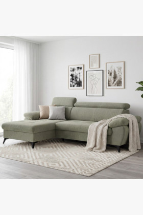 Rohová sedačka s funkciou spania zelená - turtle, Roh vľavo